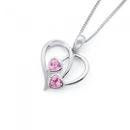 Silver-Two-Pink-Cubic-Zirconia-Heart-Pendant Sale