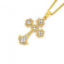 9ct-Gold-Two-Tone-21mm-Filigree-Ends-Cross-Pendant Sale