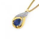 9ct-Gold-Created-Sapphire-Diamond-Pear-Teardrop-Swirl-Pendant Sale