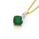 9ct-Gold-Created-Emerald-Diamond-Swirl-Pendant Sale