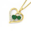 9ct-Gold-Created-Emerald-Diamond-Heart-Pendant Sale