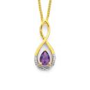 9ct-Gold-Amethyst-Diamond-Pear-Shape-Crossover-Teardrop-Slider-Pendant Sale