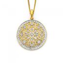 9ct-Diamond-Flower-Pattern-in-Circle-Pendant Sale