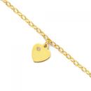 9ct-Gold-165cm-Solid-Belcher-Diamond-Heart-Charm-Bracelet Sale