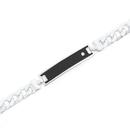 Silver-21cm-Cubic-Zirconia-Gents-Black-Identity-Curb-Bracelet Sale