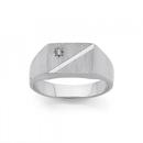 Sterling-Silver-Cubic-Zirconia-Satin-Diagonal-Line-Gents-Ring-Size-U Sale