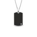 Silver-55cm-Cubic-Zirconia-Black-Dog-Tag-Pendant Sale