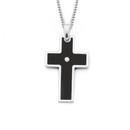 Silver-55cm-Cubic-Zirconia-Black-Cross-Pendant Sale