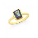 9ct-Gold-Coated-Topaz-Mystic-Fire-Emerald-Cut-Ring Sale