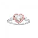 Silver-Rose-Gold-Plated-Facet-CZ-Heart-Ring Sale