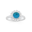 Silver-CZ-Turquoise-Flower-Ring Sale