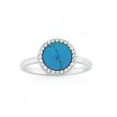 Silver-Reconstituted-Turquoise-CZ-Halo-Ring Sale