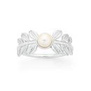Silver-Freshwater-Pearl-and-Leaves-Ring Sale