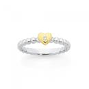 Sterling-Silver-9ct-Gold-Diamond-in-Heart-Beaded-Band-Ring Sale
