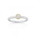 Sterling-Silver-9ct-Gold-Diamond-Round-Bezel-Set-Ring Sale