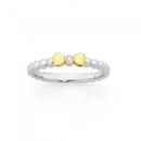 Sterling-Silver-9ct-Gold-Diamond-Bow-Beaded-Band-Ring Sale