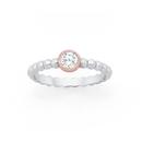 Silver-and-Rose-Gold-Plated-Round-CZ-Bezel-Set-Friendship-Ring Sale