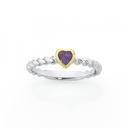 Sterling-Silver-9ct-Gold-Amethyst-Heart-Stacker-Ring Sale