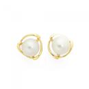 9ct-Gold-Cultured-Freshwater-Button-Pearl-Halo-Stud-Earrings Sale