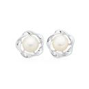 Silver-Freshwater-Button-Pearl-CZ-Stud-Earrings Sale