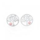 Silver-Rose-Plate-Tree-of-Life-Stud-Earrings Sale