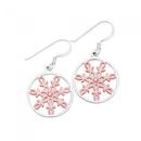 Silver-and-Rose-Gold-Plated-Snowflake-with-CZ-Earrings Sale