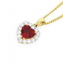 9ct-Gold-Created-Ruby-Cubic-Zirconia-Heart-Pendant Sale