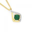 9ct-Gold-Created-Emerald-Diamond-Cushion-Cut-Swirl-Pendant Sale