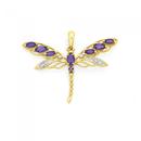 9ct-Gold-Amethyst-Diamond-Filigree-Dragonfly-Pendant Sale