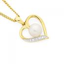 9ct-Gold-Cultured-Freshwater-Pearl-Diamond-Heart-Pendant Sale