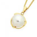 9ct-Gold-Cultured-Freshwater-Button-Pearl-Halo-Pendant Sale