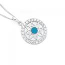 Silver-CZ-and-Turquoise-Tribal-Pendant Sale