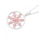 Silver-and-Rose-Gold-Plated-Snowflake-with-CZ-Pendant Sale