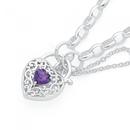 Silver-19cm-Heart-Filigree-Padlock-Bracelet Sale