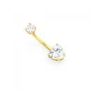 9ct-Gold-CZ-Round-Heart-Belly-Bar Sale