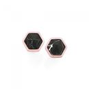 Rose-Steel-Black-Marble-Hexagon-Earrings Sale