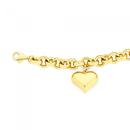 9ct-Gold-on-Silver-20cm-Round-Belcher-Heart-Charm-Bracelet Sale