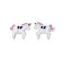 Silver-Pink-Violet-White-Enamel-Unicorn-Earrings Sale