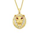 9ct-Gold-Two-Tone-Ruby-Diamond-Lion-Pendant Sale