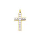 9ct-Gold-Two-Tone-Diamond-Cross-Pendant Sale