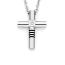 MY-Steel-Black-Plain-Lined-Cross-Pendant-With-Chain Sale