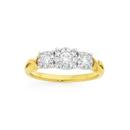 9ct-Gold-Diamond-Cluster-Trilogy-Ring Sale