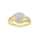 9ct-Gold-Diamond-Flower-Cluster-Swirl-Ring Sale