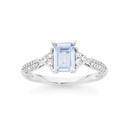 9ct-White-Gold-Aquamarine-Diamond-Emerald-Cut-Ring Sale
