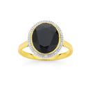 9ct-Gold-Onyx-Diamond-Oval-Bezel-Set-Frame-Ring Sale