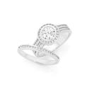 Silver-CZ-Round-Bezel-Two-Row-Bridal-Set-Ring Sale