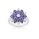 Silver-Violet-CZ-Cluster-Snowflake-Ring Sale