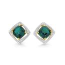 9ct-Gold-Created-Emerald-Diamond-Open-Frame-Stud-Earrings Sale