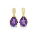 9ct-Gold-Amethyst-Diamond-Stud-Earrings Sale