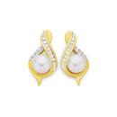 9ct-Gold-Cultured-Freshwater-Pearl-Diamond-Stud-Earrings Sale